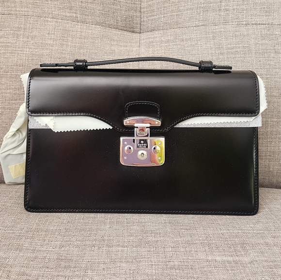 $2000 Brand New 100% Auth Gucci Borsa Lady Lock Women's Top Handle Bag Black - Picture 1 of 14